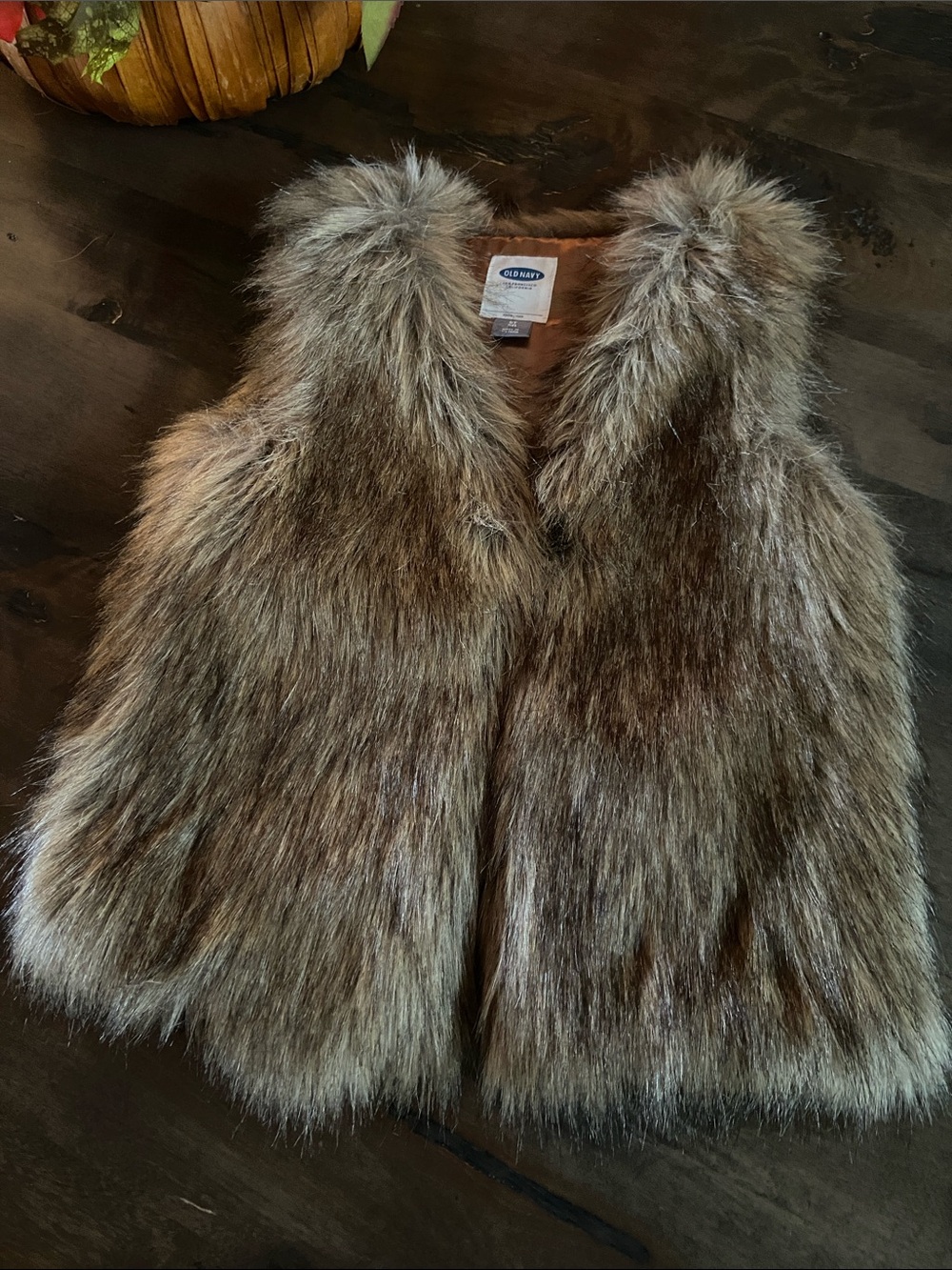 Old Navy Girls Faux Fur Vest in Mixed Brown Tones